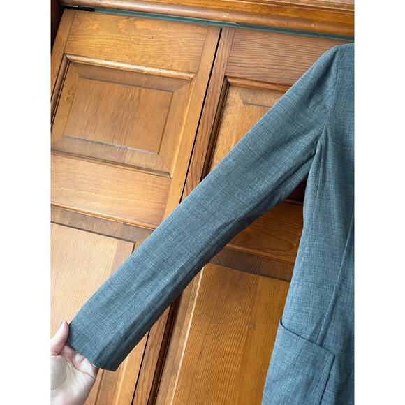 Akris Women's One Button Slim Fit Linen Wool Blend Blazer Long Sleeve Gray SZ 6 - Picture 4 of 10